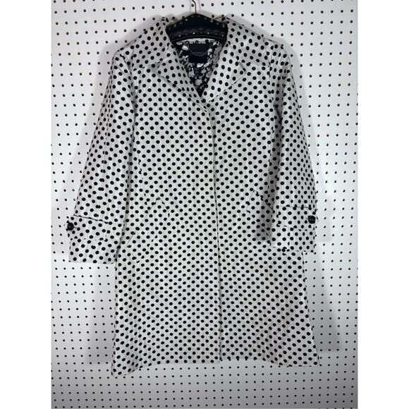 WEEKEND MAX MARA Size 6 White Black Polyester Polka Dot Buttoned Coat size 6